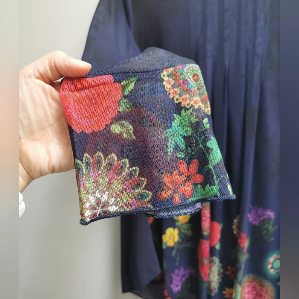 Desigual Rachel Blouse Blue size Large ptp 21" - Picture 7 of 10